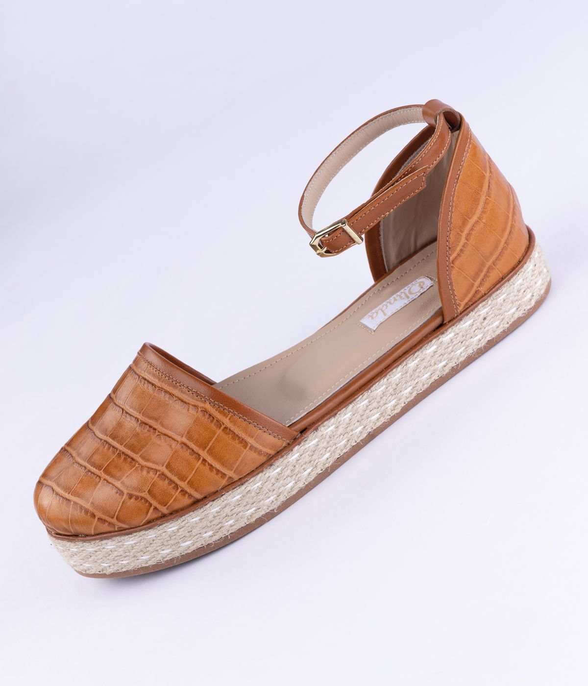 Alpargata Símil Croco Marrón Yute